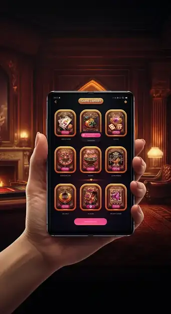 A vibrant Tangiers Casino game lobby interface showcasing various slot machines and live casino tables, inviting players to explore a vast collection of games.